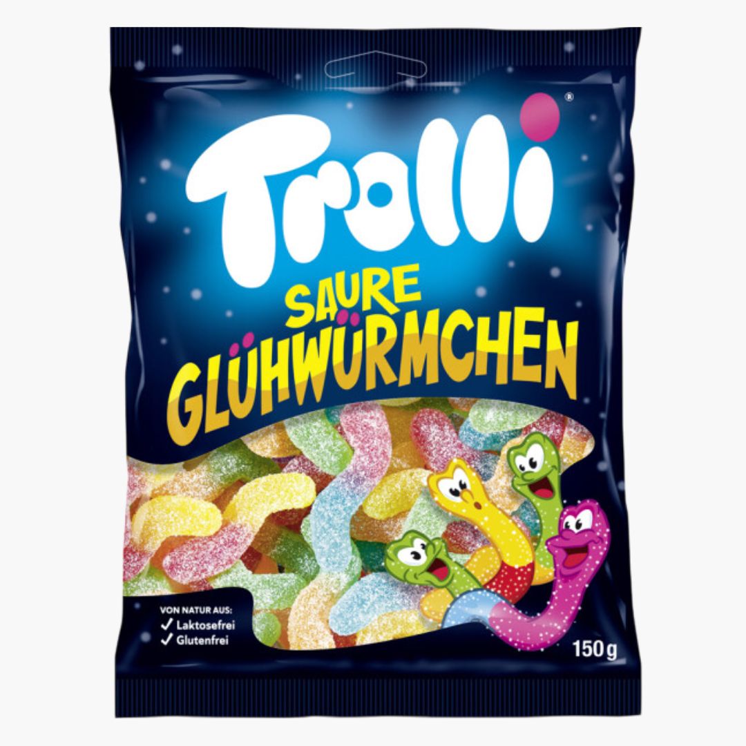 Trolli Saure Glühwürmchen 150 g Packung – saure Fruchtgummis Wurmform kaufen in Österreich bei Four5