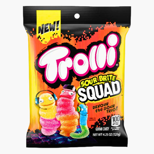 Trolli Sour Brite Squad 120 g – saure Gummiwürmer mit bunten Farben und fruchtigen Dual‑Flavours, Sour Candy bei Four5
