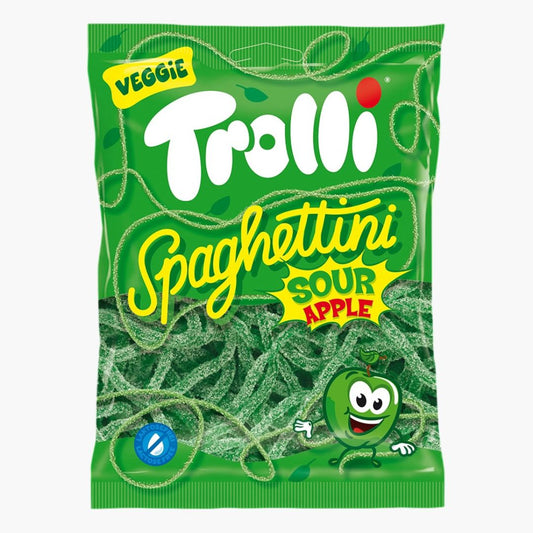 Trolli Spaghettini Sour Apple 100 g – saure Apfel-Fruchtgummis in Spaghetti-Form