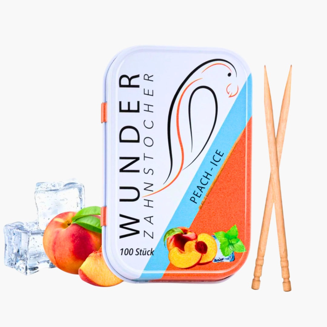 Wunder Zahnstocher Pfirsich Ice 100 Stück – aromatisierte Zahnstocher mit Pfirsich-Ice-Geschmack bei Four5